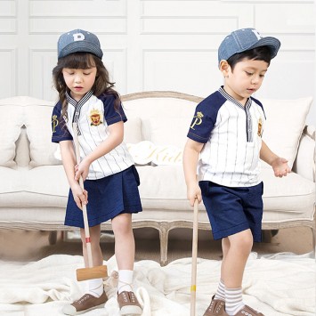 牛仔蓝经典棒球服幼儿园园服套装