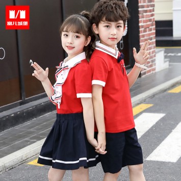 韩版学院风POLO衫夏季短袖校服套装